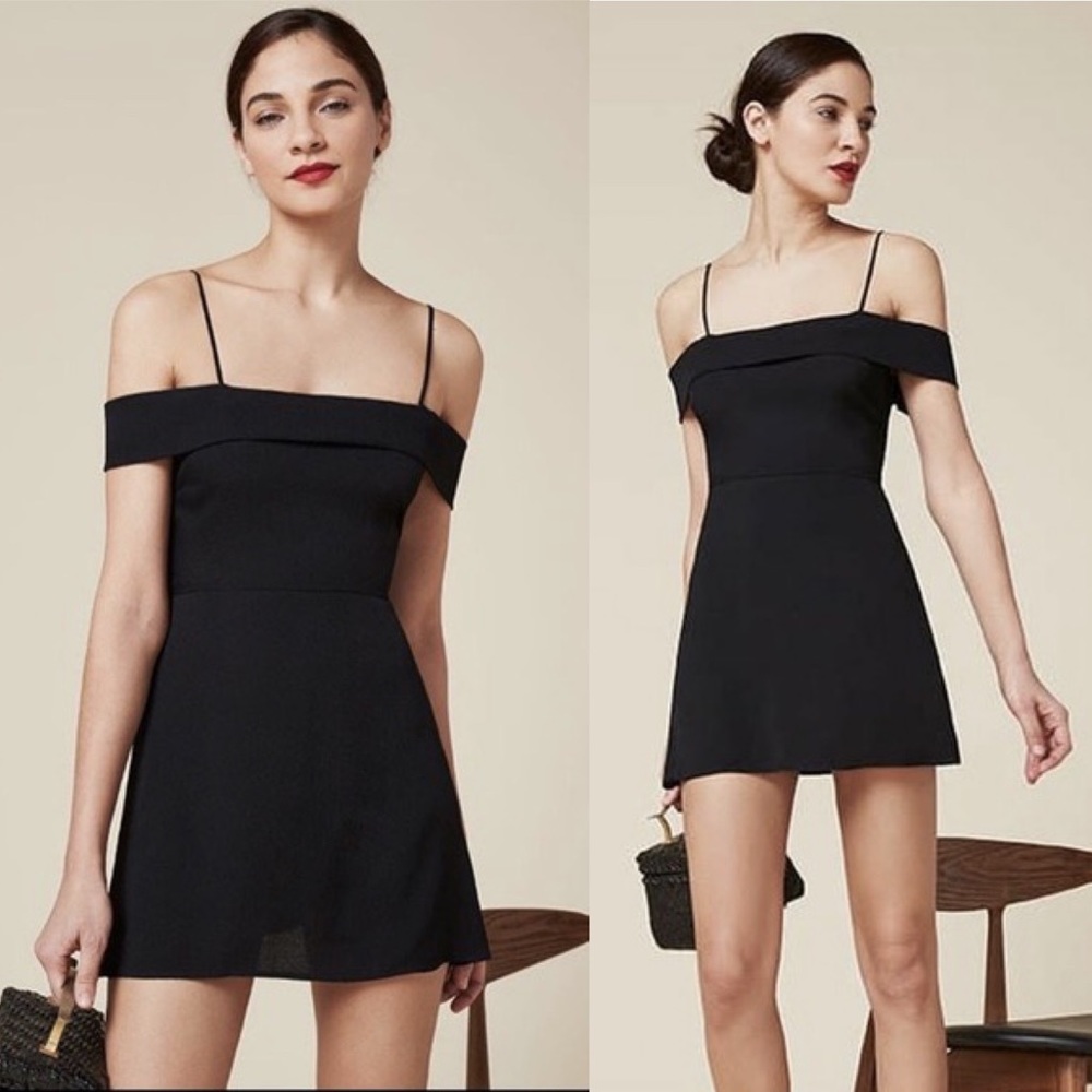 Reformation Lynne Off The Shoulder Mini Fit and Flare Dress
